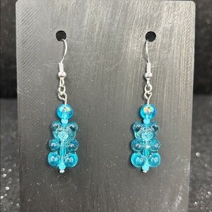 Blue Gummy Bear Dangle Earrings